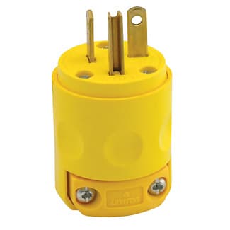 Leviton Mfg Co - Leviton 520PV 125 Volt 20 Amp 2-Pole 3-Wire NEMA 5-20P Yellow PVC Grounding Polarized Straight Blade Plug