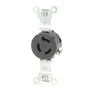 Leviton Mfg Co - Leviton 4560 15 Amp 250 Volt NEMA L6-15R 2-Pole 3 Wire Industrial Grade Grounding Black Single Locking Receptacle