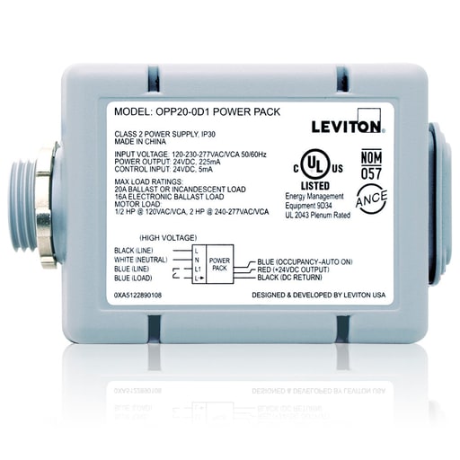 Leviton Mfg Co - Leviton OPP20-D1 120/208/220/230/240/277 VAC 20 Amp Gray Standard Occupancy Sensor Power Pack