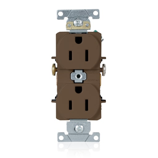 Leviton Mfg Co - Leviton 5242 125 Volt 15 Amp 2-Pole 3-Wire NEMA 5-15R 1/2 Hp Brown Thermoplastic Nylon Straight Blade Duplex Receptacle