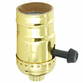 Leviton Mfg Co - Leviton 7070-PG 250 Volt 250 W Polished Gilt Brass Removable Turn Knob 2-Circuit Electrolier Medium Incandescent Lampholder