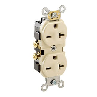 Leviton Mfg Co - Leviton 5822-I&nbsp; 20A 250V Duplex Receptacle, Commercial Grade, Self Grounding, Side Wired - Ivory