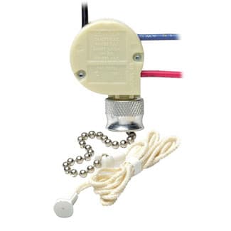 Leviton Mfg Co - Leviton 1689-50 125/250 VAC 3/6 Amp 1-Pole 1/4 Hp 3-Speed 4-Position 2-Circuit Heavy Duty Pull Chain Switch
