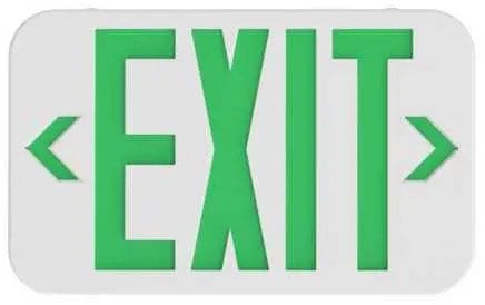 Current by GE - Current CEG White Thermoplastic Exit Sign, Universal Face, Green LED Letters, NiCad Battery