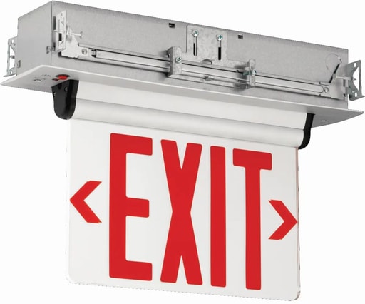 Current by GE - Hubbell Lighting CELR1RNE Edge-lit Red Aluminum Recessed Single Exit Sign