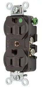 Hubbell Wiring Device - Hubbell HBL8200HDUP Receptacle, COM/HG, 15A 125V, 5-15R, BR