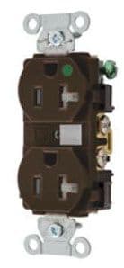 Hubbell Wiring Device - Hubbell 8300TRA Straight Blade Device, Tamper Resistant Duplex Receptacle, Hospital Grade, Hubbell-Pro, 20A 125V, 2-Pole 3- WireGrounding, 5-20R, Brown