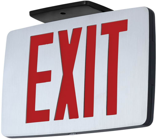 Current by GE - HUBL CCESR EXIT SNGL BRUSH ALUM FACE RED LETTER AC