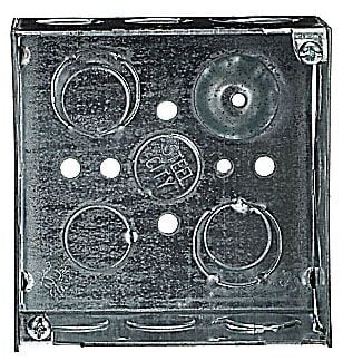Thomas & Betts Co - Steel-City 52171-1/2-3/4-E 4" Steel Square Box, 2-1/8" Deep, 30.3 cu.in. w/ 1/2" & 3/4" Eccentric KOs and Ground Bump