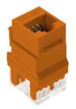Pass & Seymour / Legrand - On-Q WP3450-OR 1-Port RJ45 Category 5E Orange Plastic Snap-In Keystone Connector