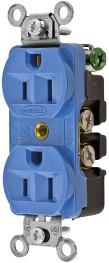 Hubbell Wiring Device - Hubbell 5262BL Receptacle, DUP SB, HUBPRO, 15A 125V, SM , BL