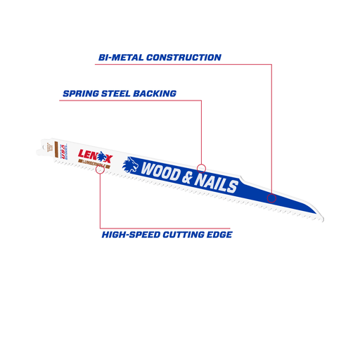 Lenox American Saw - Lenox 20585-156R 12" x 3/4" x .050 x 6TPI Bi-Metal Reciprocating Saw Blade (5/Pkg)