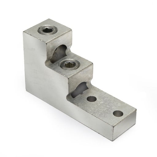Burndy - Burndy K11A36U2 Aluminum Universal Terminal, 2 Hole, Two: 2 AWG (Str)-600 kcmil, 3/8" Stud, 138" Stud Hole Spacing, 2 Screws, Al/Cu Rated, Tin Plated