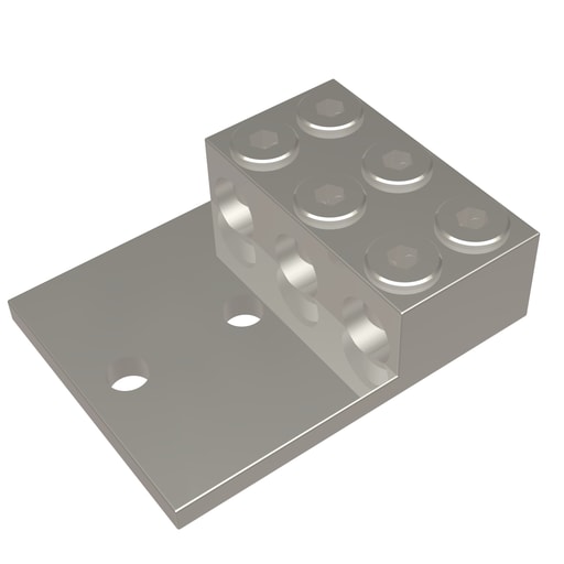 Burndy - Burndy KK3A40U2N Aluminum Universal Terminal, 3 Conductor, 2 Hole, 300-800 kcmil, 1/2" Stud, 175" Stud Hole Spacing, 6 Screws, Al/Cu Rated, Tin Plated