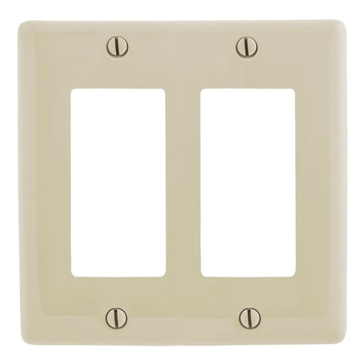 Hubbell Wiring Device - Hubbell NP262AL 2-Gang Almond Nylon Standard 2-Decorator Switch Wallplate