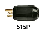 Hubbell Wiring Device - Hubbell 520SP 20 Amp 125 Volt NEMA 5-20P Nylon Straight Blade Plug
