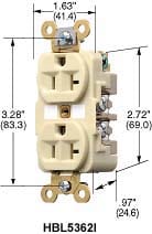 Hubbell Wiring Device - HWDK HBL5362OW DX RCPT, HD IND GRD,