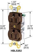 Hubbell Wiring Device - Hubbell HBL5252AL RECEP 15A 125V DUPLEX ALMD