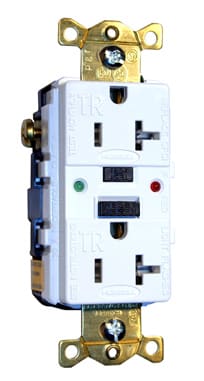 Hubbell GFTR20I 20 Amp 125 Volt 2-Pole 3-Wire NEMA 5-20R Ivory Duplex GFCI Receptacle with LED Indicator