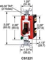 Hubbell Wiring Device - Hubbell CS1221BKU SWITCH, COM, SP, 20A 120/277V, BK, USA