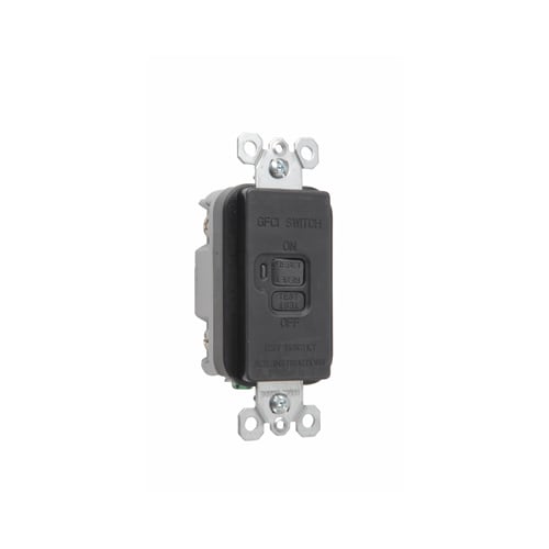Pass & Seymour / Legrand - Pass & Seymour 2085-BK 20 Amp 125 VAC 2-Wire NEMA 5-20R Black Thermoplastic Decorator Dead Front GFCI Receptacle