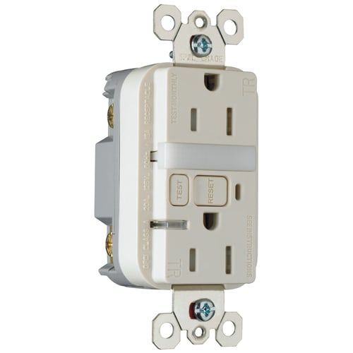 Pass & Seymour / Legrand - Pass & Seymour 1595-NTLTRLACC4 15 Amp 125 VAC 2-Pole 3-Wire NEMA 5-15R Light Almond Thermoplastic Night Light/GFCI Receptacle