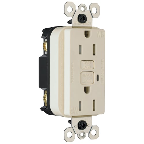 Pass & Seymour / Legrand - Pass & Seymour 1595-TRWRGRY 15 Amp 125 VAC 2-Pole 3-Wire NEMA 5-15R Gray Thermoplastic Duplex Decorator GFCI Receptacle