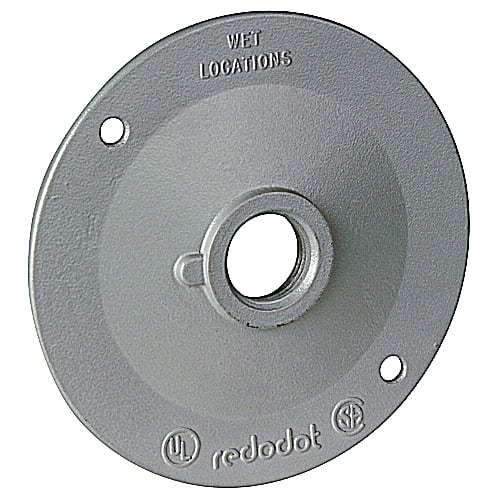 Thomas & Betts Co - Red-Dot S211E Round Lampholder Cover, (1) 1/2" Outlet Hole - Silver