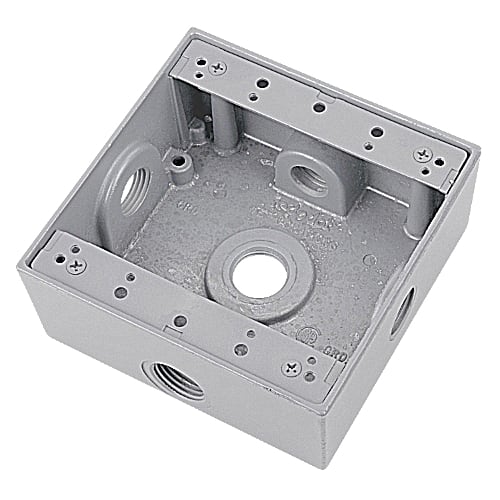 Thomas & Betts Co - Red Dot 2IH5S2-2 2-Gang Weatherproof Metallic Device Box, (5) 3/4" Hubs (2-side), 2" Deep