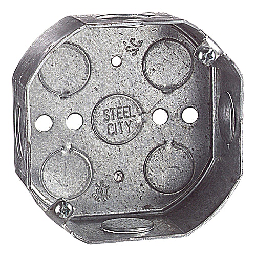 Thomas & Betts Co - Steel City 54151-1/2 4" Pre-galvanized Steel Octagon Box, 1-1/2" Deep, 15.8 cu in.