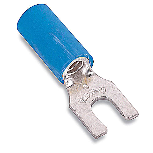 Thomas & Betts Co - Catamount TV14-8F-XV 16 to 14 AWG #8 Stud Blue Electrotinned Copper Vinyl Insulated Fork Terminal