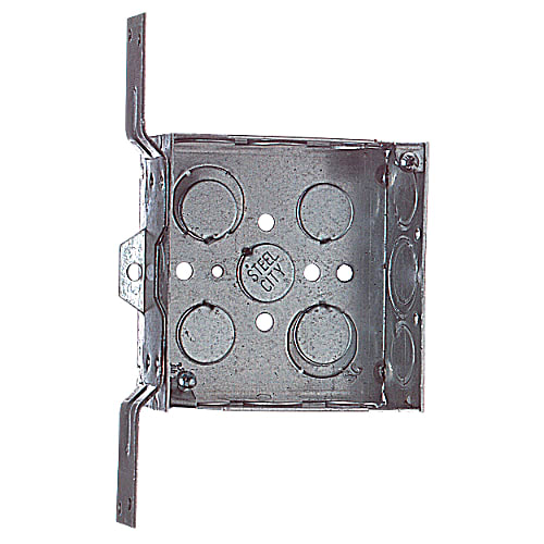 Thomas & Betts Co - Steel-City 52151-CV-1/2-3/4 4" Steel Square Box, 1-1/2" Deep, 21 cu.in. w/ 1/2" & 3/4" Eccentric KOs and "CV" Bracket