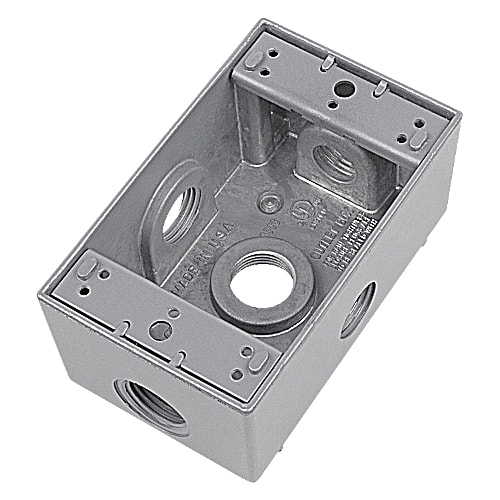 Thomas & Betts Co - Red Dot B1502SG 1-Gang 3/4 Inch Hub 2-Side 5-Hole Gray Weatherproof Box
