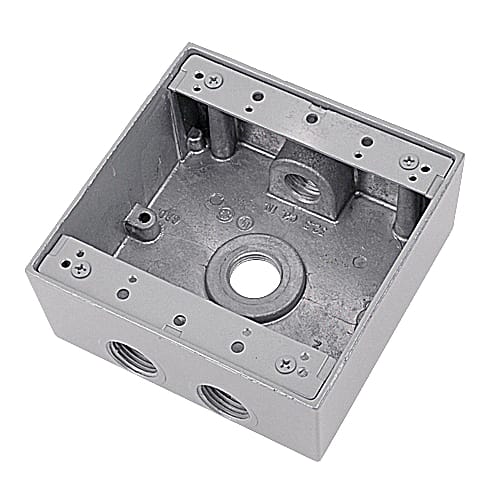 Thomas & Betts Co - Red Dot 2IH4-2 2-Gang Weatherproof Metallic Device Box, (4) 3/4" Hubs, 2" Deep