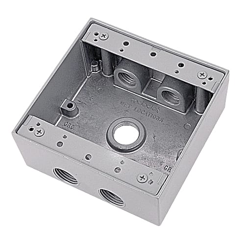 Thomas & Betts Co - Red Dot 2IH5-2 2-Gang Weatherproof Metallic Device Box, (5) 3/4" Hubs, 2" Deep