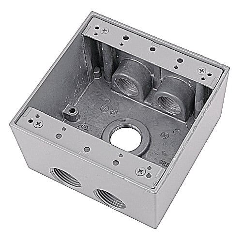 Thomas & Betts Co - Red Dot 2IHD5-3 2-Gang Weatherproof Metallic Device Box, (5) 1" Hubs, 2-5/8" Deep