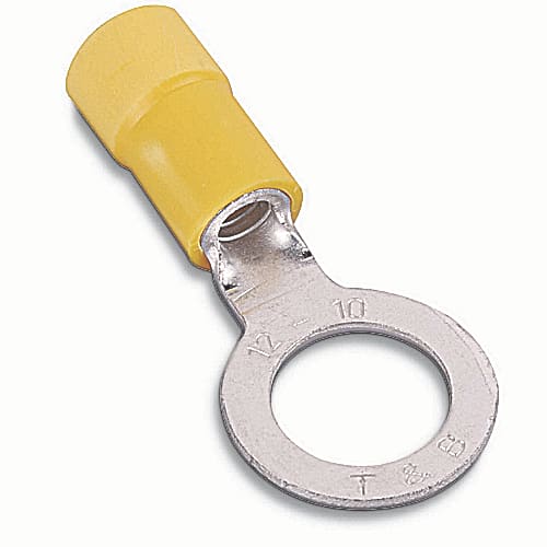 Thomas & Betts Co - Thomas & Betts 10RC-10X 12 to 10 AWG #10 Stud Yellow Electrotinned Copper Expanded Entry Vinyl Insulated Ring Terminal