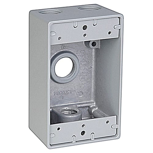Thomas & Betts Co - Red Dot IH4-2-LM 1-Gang Weatherproof Metallic Device Box, (4) 3/4" Hubs, 2" Deep