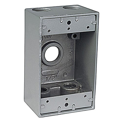 Thomas & Betts Co - Red Dot IH5-1-LM 1-Gang Weatherproof Metallic Device Box, (5) 1/2" Hubs, 2" Deep