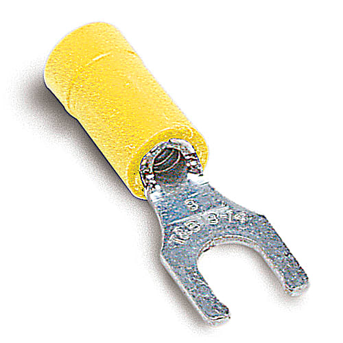 Thomas & Betts Co - Thomas & Betts 10RC-10FL 12-10 AWG Wire Range #10 Bolt Hole Yellow Insulated Vinyl Locking Fork Terminal