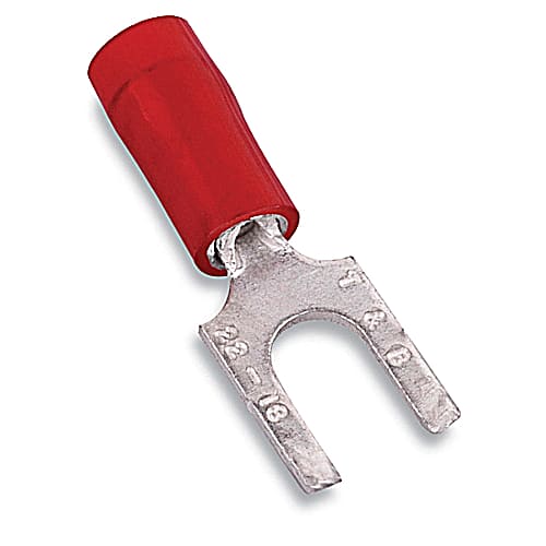 Thomas & Betts Co - Thomas & Betts RA18-8FS 22 to 16 AWG #8 Stud Red Electrotinned Copper Nylon Insulated Fork Terminal Lug