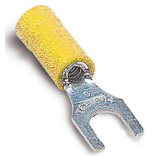 Thomas & Betts Co - Thomas & Betts 10RC-6F 12-10 AWG Wire Range #6 Bolt Hole Yellow Insulated Vinyl Fork Terminal
