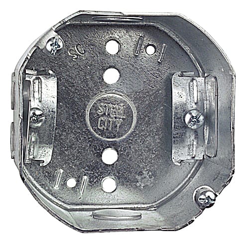 Thomas & Betts Co - Steel City 54171N-25 4 Inch Side 22.5cu.in Steel Octagon Box with 1/2 Inch Knockout and Clamp