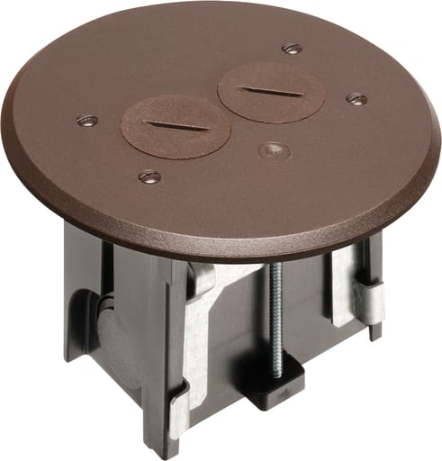 Arlington Industries - Arlington FLBAR101BR 1-Gang Non-Metallic Floor Box Kit w/ Threaded Plugs, Round Cover, Brown