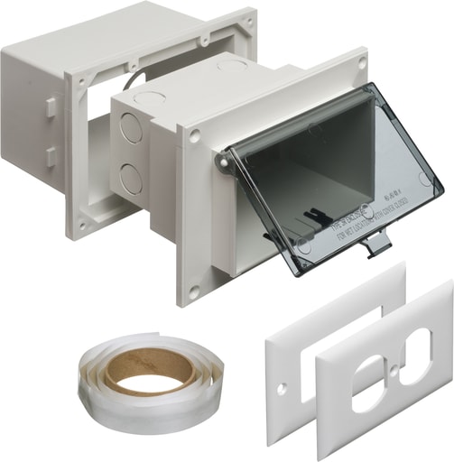 Arlington Industries - Arlington DHB1C Horizontal New Brick Box w/ Adapter Sleeve, White Box / Clear Cover