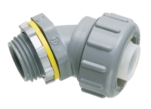 Arlington Industries - Arlington NMLT45100 1" Non-Metallic Liquidtight 45deg Connector, Gray