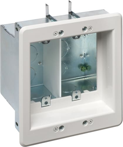 Arlington Industries - Arlington TVBS505 2-Gang Recessed Steel TV Box, White Trim