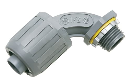 Arlington Industries - Arlington NMLT905 1/2" Non-Metallic Push-On Liquidtight 90deg Connector, Gray
