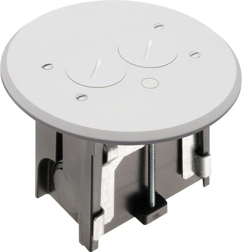 Arlington Industries - Arlington FLBAR101W 1-Gang Non-Metallic Floor Box Kit w/ Threaded Plugs, Round Cover, White