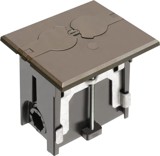 Arlington Industries - Arlington FLBAF101BR 1-Gang Non-Metallic Floor Box Kit w/ Flip Lids, Rectangular Cover, Brown
